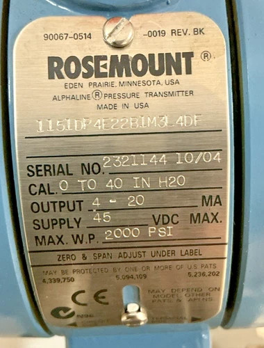 Rosemount 1151DP4E22B1M3L4DF Differential Pressure Transmitter — product image 2 of 8