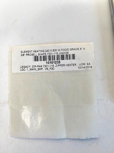 ITW 7301-115 Cartridge Heating Element 6" Zip Pak 3/8" 500W 240VAC — product image 4 of 4