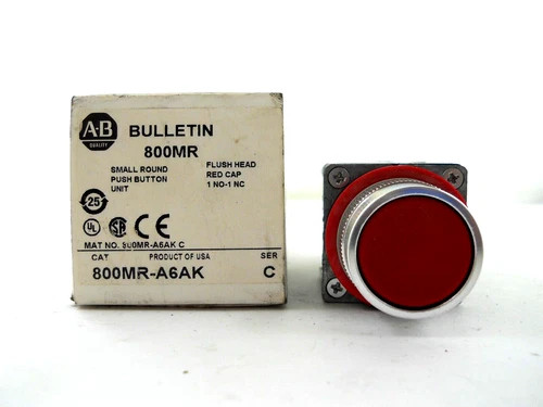 Allen-Bradley 800MR-A6AK Red Flush Head Push Button — primary product image