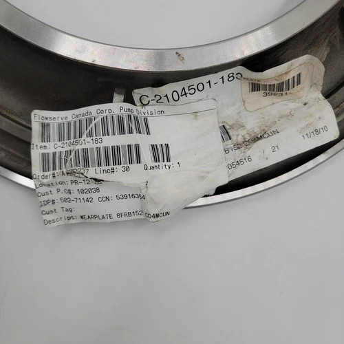 Flowserve Worthington 8FRBH-152 Wear Plate C-2104501-183 CD4MCuN — product image 5 of 12