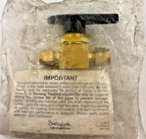 Swagelok B-43S4 Brass Ball Valve — product image 3 of 3