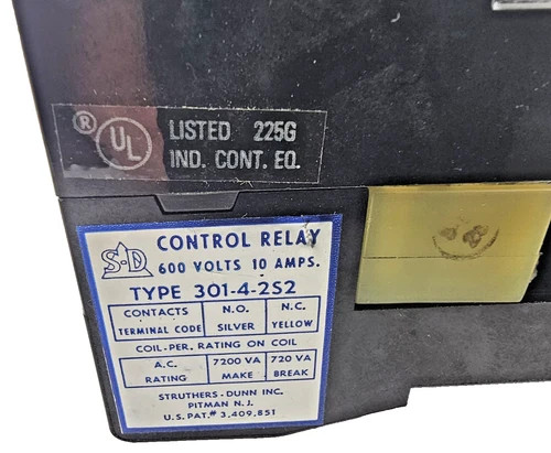 Struthers-Dunn Type 301 Control Relay 301-4-2S2 — product image 9 of 10