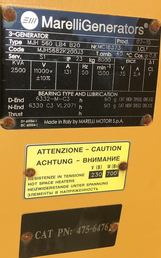 Marelli MJH560LB4B20 2500 kVA Generator End — product image 4 of 4