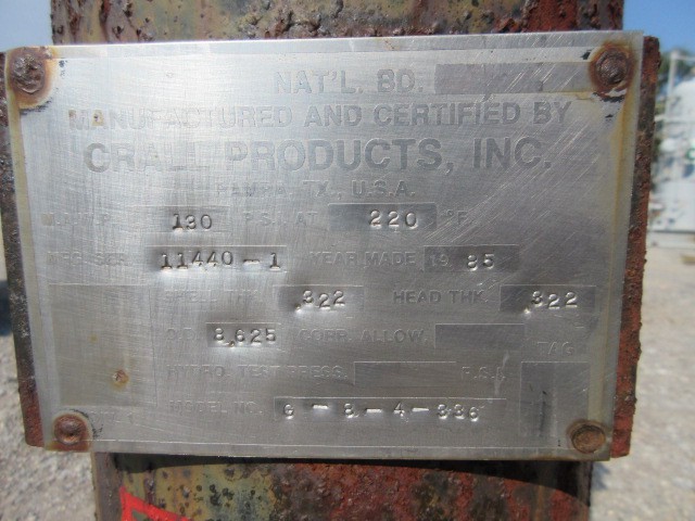 Crall Products Vertical Filter Separator Model 0-8-4-336, 8-5/8" x 42" — product image 4 of 9