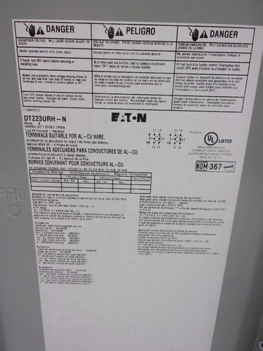 Eaton DT223URH General Duty Double Throw Safety Switch, 100A, 240V, NEMA 3R — product image 6 of 8