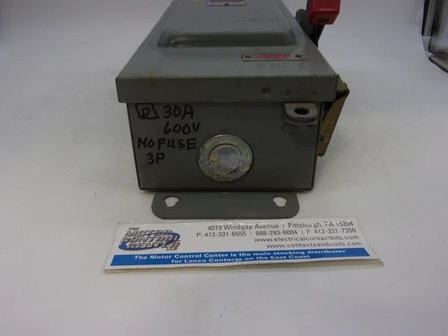 Square D H361AWK Heavy Duty Safety Switch 30A 3P 600V Non-Fusible Dust Tight — product image 5 of 8