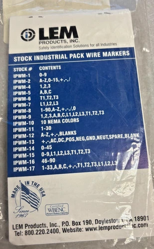 LEM Products IPWM-1 Industrial Pack Wire & Cable Markers — product image 2 of 3