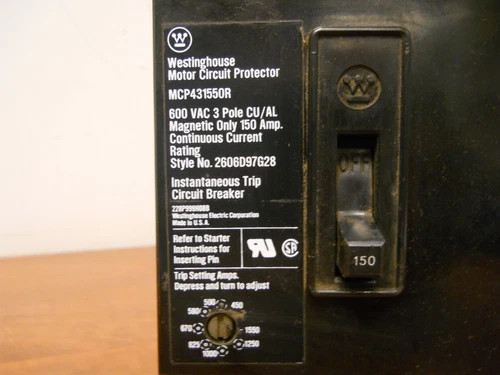 Westinghouse MCP431550R 150A 3P 600V Motor Circuit Protector — product image 2 of 5