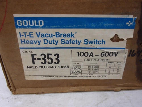 Gould I-T-E Vacu-Break Heavy Duty Safety Switch F353