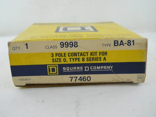 Square D 9998 BA81 3-Pole Contact Kit for Size 0 Type B Series A — product image 2 of 5