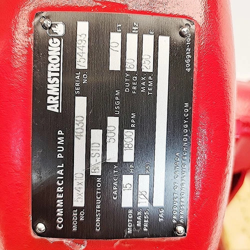 Armstrong 5x4x10 4030 Centrifugal Pump — product image 5 of 7