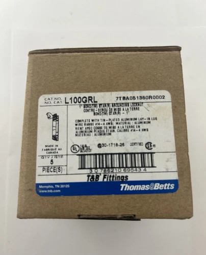 Thomas & Betts L100GRL 1-Inch Grounding Locknut, Box of 5 — primary product image