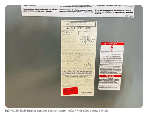 Square D HU365 400A 600V 3P Indoor Non-Fused Single Throw Safety Switch — product image 4 of 7