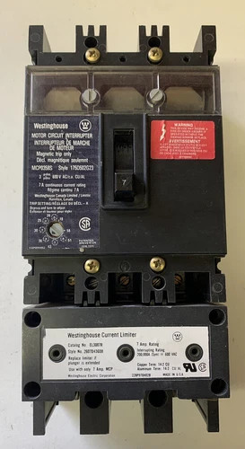 Westinghouse MCP0358S Motor Circuit Protector with EL3007R Current Limiter, 7A 600V — primary product image