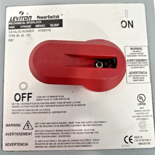 Leviton Powerswitch Mechanical Interlock 4100MI7W — product image 2 of 9