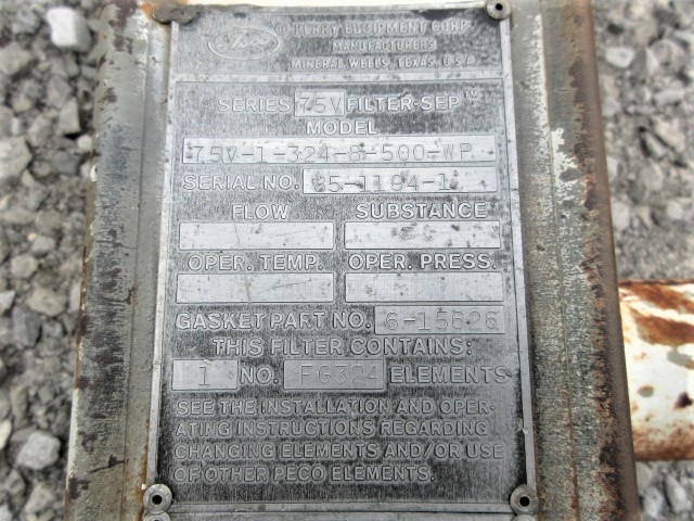 PECO Series 75V Vertical Gas Filter Separator Model 75V-1-324-8-500-WP — product image 6 of 13