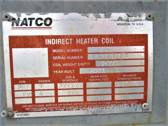 NATCO Indirect Fired Heater 42" x 15' 1MM BTU/hr — product image 6 of 12