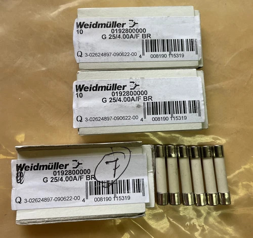 Weidmuller 0192800000 G 25/4.00A/F BR Fuse (Lot of 26)