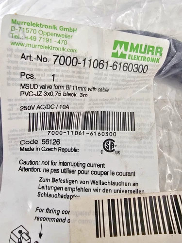 Murrelektronik 7000-11061-6160300 MSUD Valve Form BI 11mm Solenoid Cable PVC-JZ Black 3m — product image 2 of 4