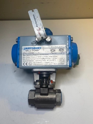 Jamesbury 1/2" Actuated Ball Valve SF8 3600 XT8 with VPVL051SR4/5BD Actuator and ASCO Solenoid — primary product image