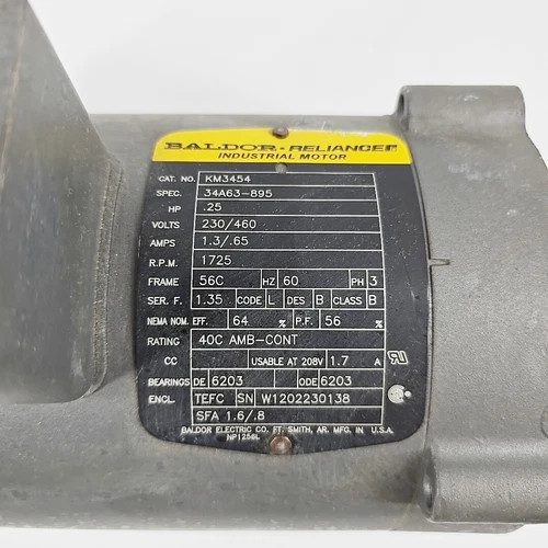 Baldor-Reliance KM3454 0.25 HP Industrial Electric Motor — product image 4 of 5