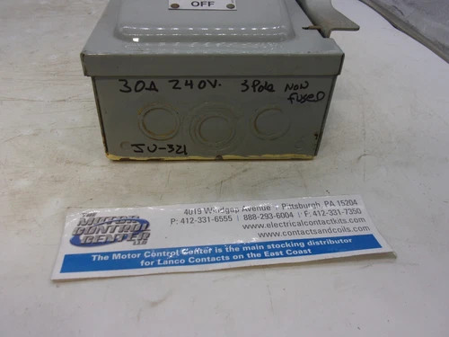 ITE JU321 Heavy Duty Safety Switch, 30A, 240V, 3 Pole, Non-Fusible, NEMA 1 — product image 6 of 8