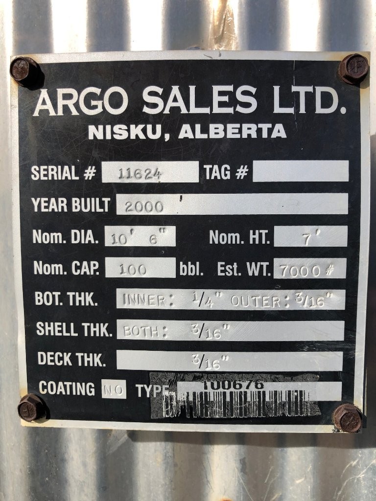 100 BBL Argo Sales Double Wall Storage Tank – 2000 — product image 5 of 6