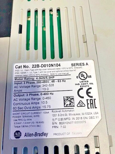 Allen Bradley PowerFlex 40 Variable Frequency Drive 22B-D010N104 — product image 3 of 4