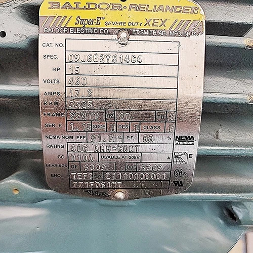 Goulds 3996 2x3-6 Inline Process Pump 316SS with Baldor-Reliance 15 HP Motor — product image 5 of 8