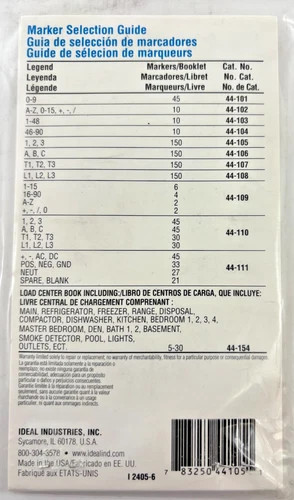 IDEAL 44-105 1,2,3 Legend Wire Marker Booklet — product image 2 of 3