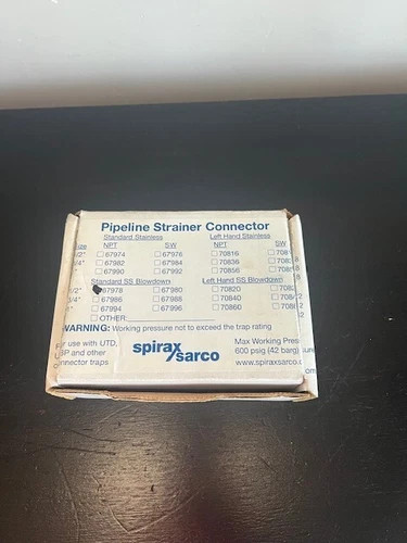 Spirax Sarco 67978 Standard Stainless Steel Blowdown Pipeline Strainer Connector 1/2"