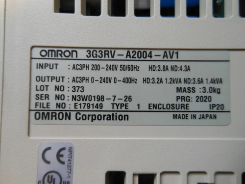 Omron Sysdrive 3G3RV-A2004-AV1 0.4kW Inverter — primary product image