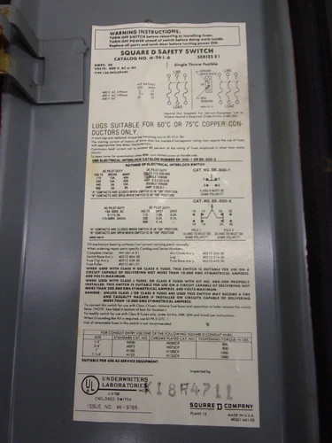 Square D H361AWK Heavy Duty Safety Switch 30A 3P 600V Non-Fusible Dust Tight — product image 3 of 8