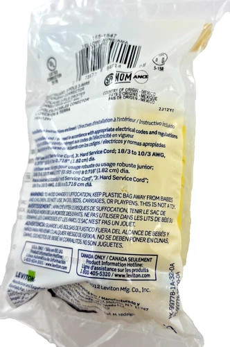Leviton 165-1547 Yellow Dustguard Grounding Connector 15A 125V — product image 2 of 3