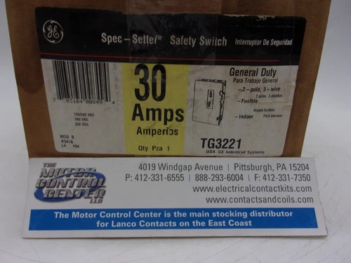 GE Spec-Setter General Duty Safety Switch TG3221, 30A, 240V — primary product image