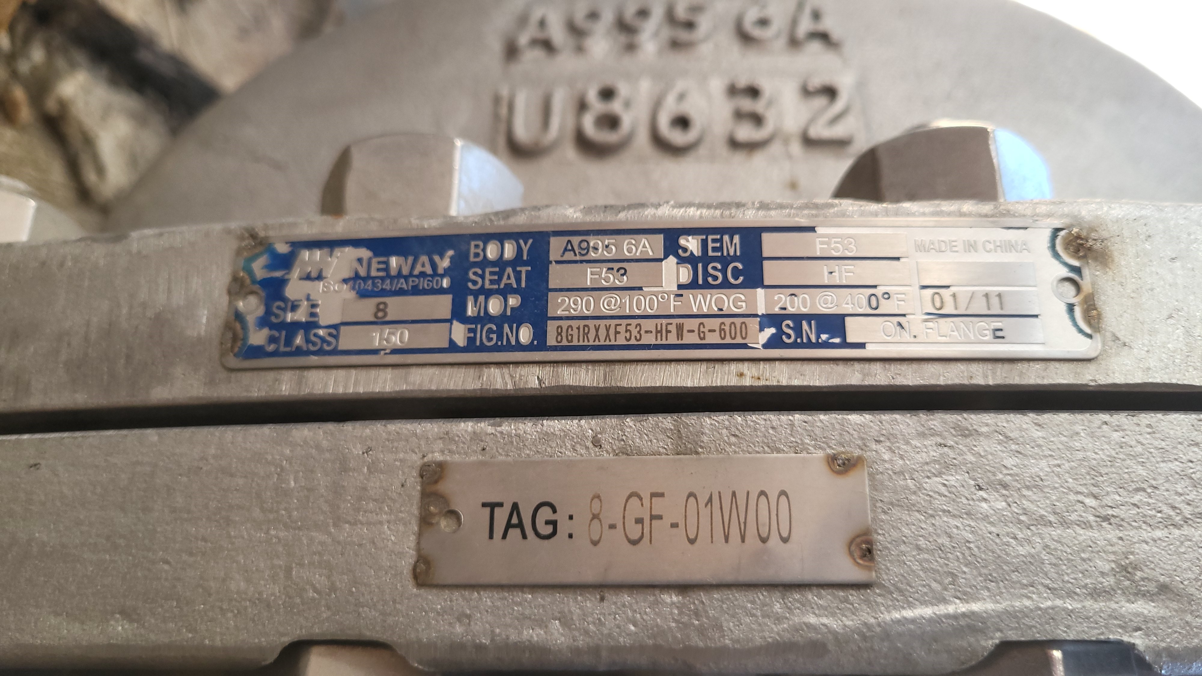 Neway Gate Valve 8G1RXF53-HFW-G-600, 8 Inch, Class 150 — product image 2 of 3