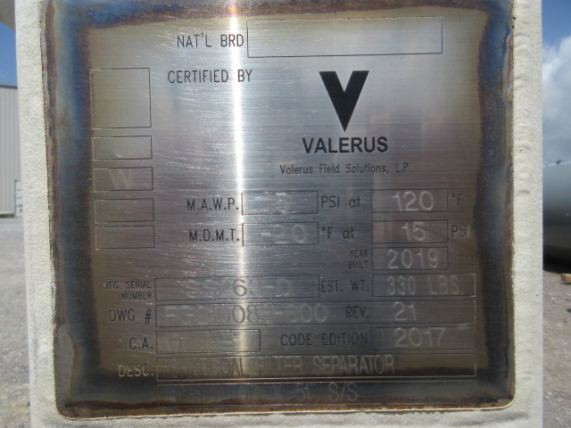 Valerus Vertical Coalescing Filter Separator F210083-600 — product image 4 of 8