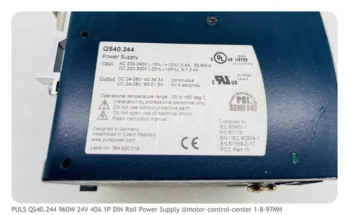 PULS QS40.244 960W 24V 40A DIN Rail Power Supply — product image 2 of 7