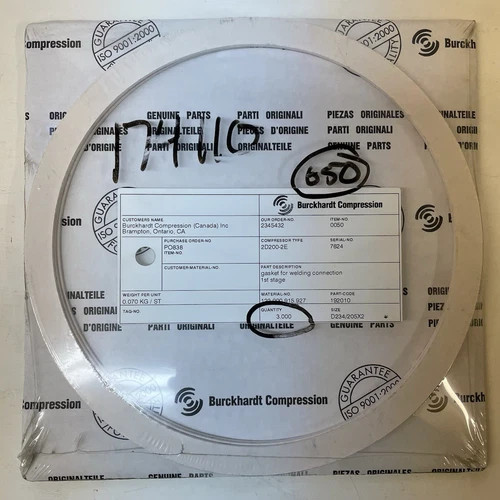 Burckhardt Compression Gasket 192010 (3 Pack) for Sulzer Compressor 2D200-2E