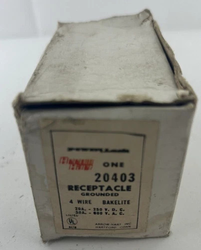 Arrow Hart 20403 Power-Lock Single Receptacle Grounded 4-Wire Bakelite — product image 5 of 5
