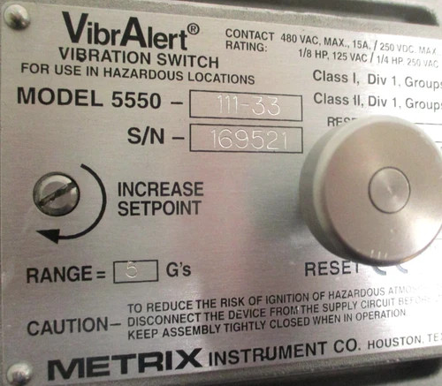 Metrix VibrAlert 5550-111-33 Mechanical Vibration Switch — product image 10 of 11