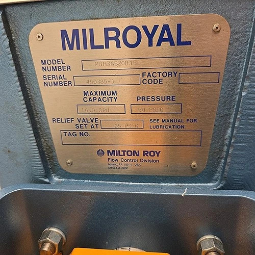 Milton Roy Milroyal MBH36B20B1F Chemical Metering Pump 16 GPH 50 PSI with 1/2 HP Motor — product image 4 of 6