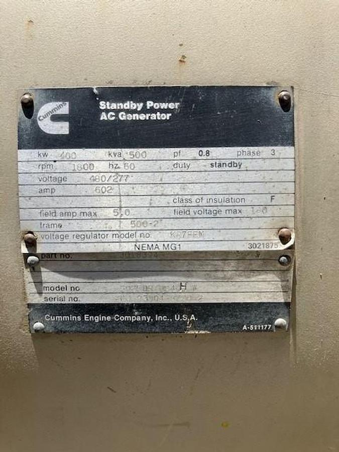 Cummins KTA50G 1000kW 4160V Diesel Generator Set — product image 4 of 5