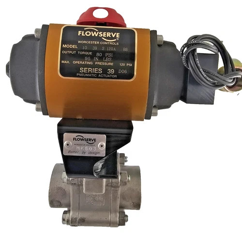 Flowserve Worcester Controls 10 39 S 120A R6 Pneumatic Actuator with 1" Ball Valve