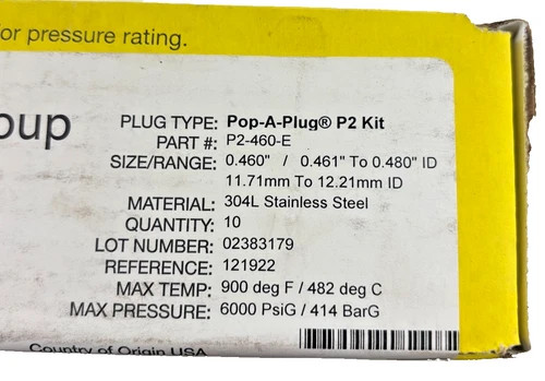 Curtiss-Wright EST Group Pop-A-Plug P2 Kit P2-460-E Tube Plugging System (Box of 10) — product image 5 of 5