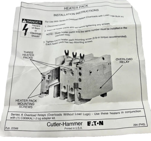Eaton Cutler-Hammer H2003B-3 Freedom Series Overload Heater Pack, 0.560-0.907 Amp (Set of 3) — product image 6 of 6