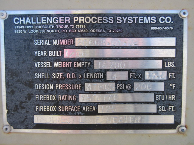 Challenger Process Systems Direct Fired Line Heater 48" x 17'6" 1.5MM BTU — product image 3 of 9