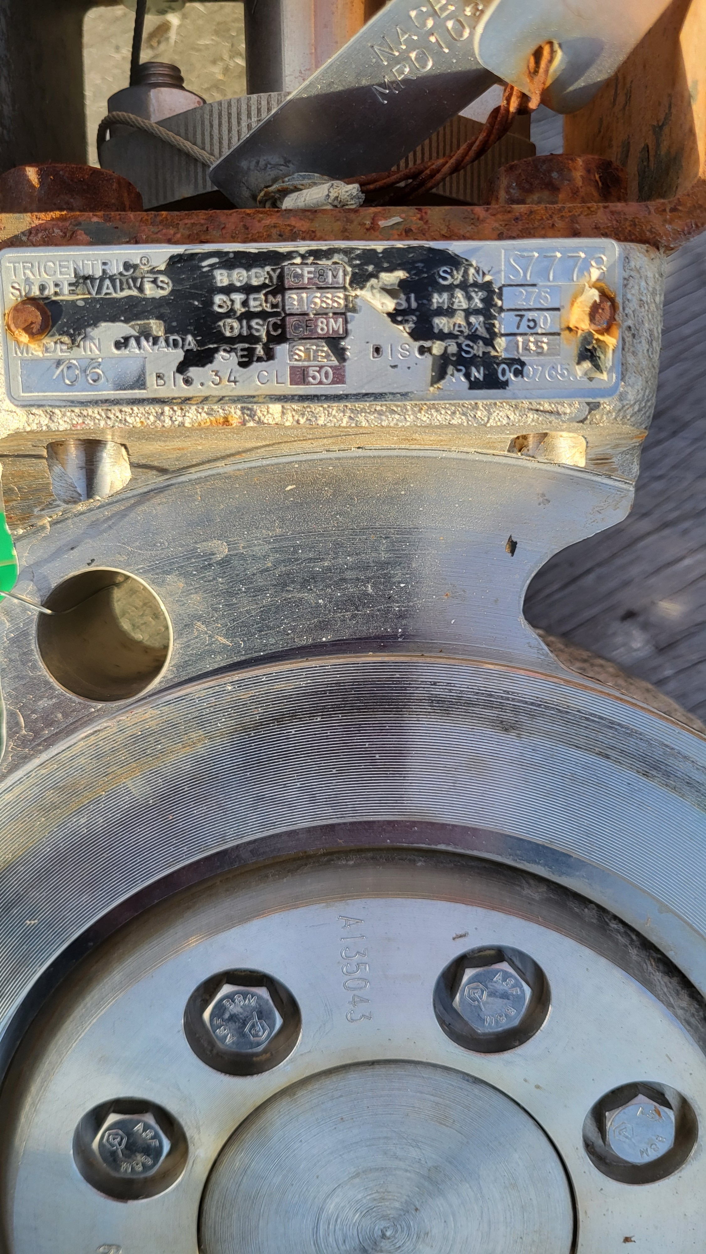 Tricentric Score Valves Class 150 6-Inch Triple Offset Butterfly Valve with Rotork Type 18 Gear Actuator — product image 2 of 4