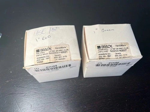 Brady HandiMark Vinyl Label Tape - 42027 Green and 42031 Red, 1" x 30'