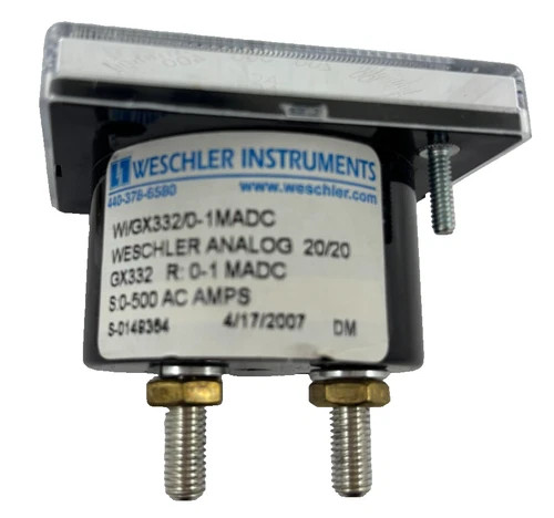 Weschler Analog Panel Meter GX332 0-500 AC Amps — product image 4 of 5